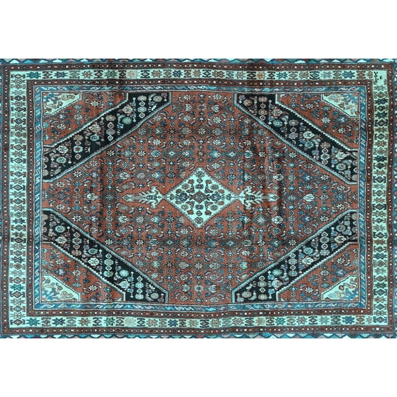 Ahgly Company Indoor Rectangle Persian Light Blue Traditional Area Rugs, 5' x 7'