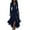 #376-Navy, variant on AUNVITO Women's Elegant Dress V-Neck Long Sleeve with Waist Tie and Ruffled Hemline Formal Evening Gown Style