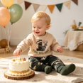 thumbnail image 7 of UAYOTSE Baby Boys 2 Piece Birthday Outfit Animal Print Sweatshirt Camo Jogger Pants Infant Set Size 6-12 Months, 7 of 7