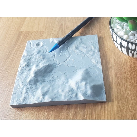 Clever Contraption Apollo 15 Lunar Map Art Print Apennine Mountains Landing Site, 3D Topographic Model, 30x30 km