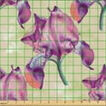 thumbnail image 2 of Ambesonne Iris Flowers Fabric by the Yard Upholstery, Detailed Petal Pattern, 3 Yards, Pale Khaki and Purple, 2 of 5