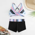 thumbnail image 4 of Lopeceal Women Plus Size Halter Bikini 2 Piece Color Block Striped Cross Push Up Swimsuit And Tummy Control Shorts Fashion Sexy, 4 of 6