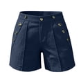 thumbnail image 4 of Omexry Maternity Shorts for Women Women's Summer Solid Color Casual Shorts with Pockets and Multiple Buttons Navy XXL, 4 of 6