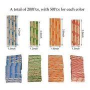 Assorted Flat Striped Coin Wrappers, 200Pcs Bulk Coin Packaging Bags with Kraft Paper, (50 Each of Quarters, Dimes, Nickels, Pennies)