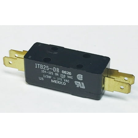 

1TB25-D8 Switch Snap Action N.O./N.C. DPDT Plunger Quick Connect 10A 250VAC 372.85VA 3.61N Screw Mount