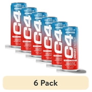 (6 pack) C4 Smart Energy Drink, Sparkling Cherry Berry Lime, 12oz, Single Can