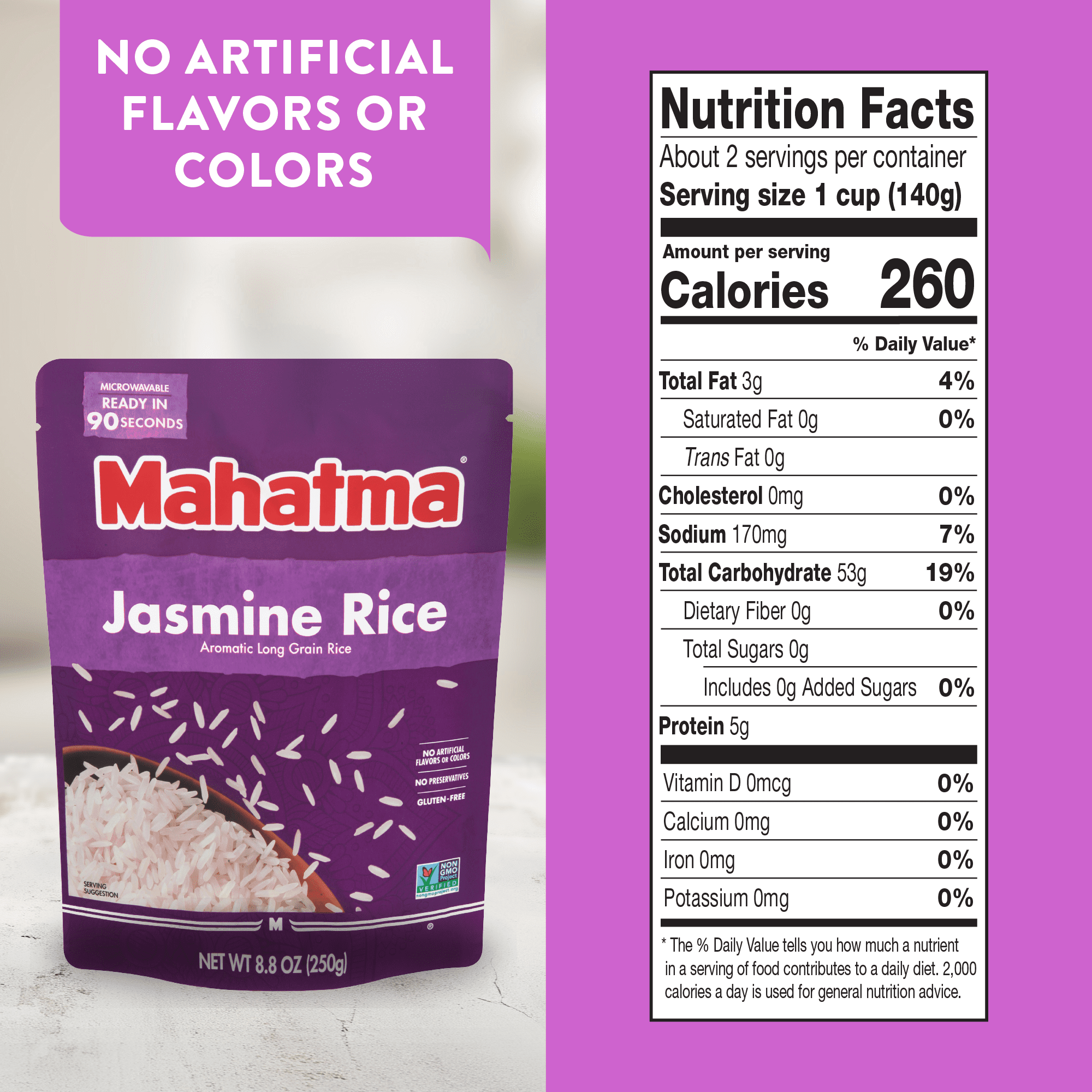 (6 pack) Mahatma Ready-to-Eat White Jasmine Rice, Microwavable Rice, 8.8 oz Pouch