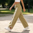 thumbnail image 4 of Fengactive Womens Side Stripe Pants with Pockets Drawstring Waist Wide Leg Baggy Color Block Long Pants, 4 of 6
