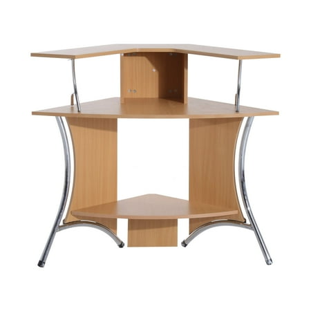 Homcom 48 Corner Computer Desk With Hutch Natural Wood Com Homcom 48 Corner Computer Desk With Hutch Natural Wood
