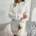 thumbnail image 2 of XEGLSBU Womens Sweater Dress Midi Length Womens Smockneck Puff Long Sleeve Bodycon Pullover Cute Mini Sweater Dress Sweater Dresses for Women Knee Length White Size L, 2 of 9