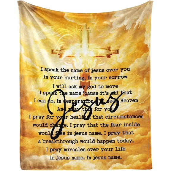 Christian Jesus Blanket, Inspirational Religious Christ Throw Blankets, Baptism Confirmation Catholic Spiritual Blankets for Kids Girls Boys Adults Women Men - 60"x 80"