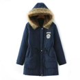 thumbnail image 1 of Abrigo grueso de talla grande con capucha, chaqueta de algodón de longitud media a larga, abrigo de ante de pelo de cordero, chaqueta de algodón para mujer, 1 of 6