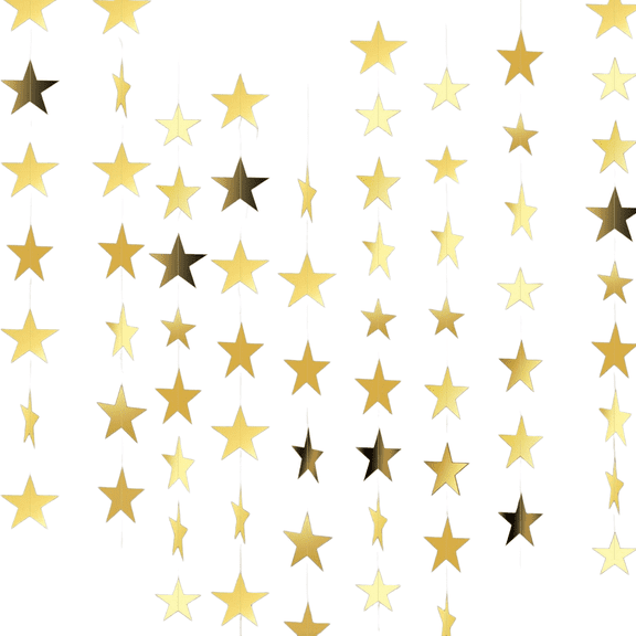 130ft Gold Glitter Star Garland - 2026 Graduation Decorations, Hanging Twinkle Star Banner for Class of 2026, Birthday, Wedding & Party Backdrop