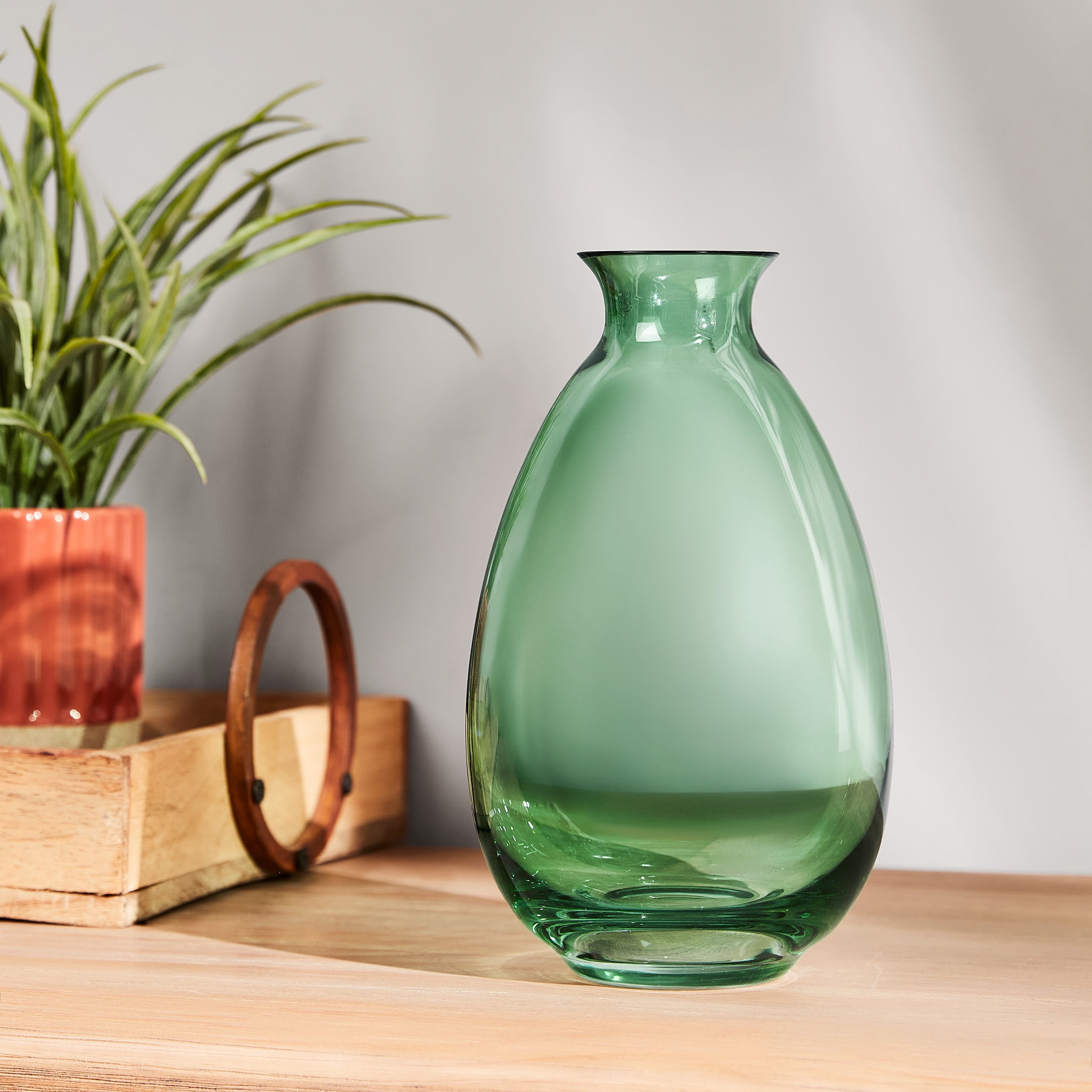 Mainstays by Becky G. & Alejandra 8" Indoor Green Glass Vase