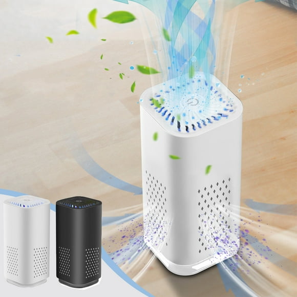 Purificador de aire portátil USB | Mini aspiradora de escritorio | Funcionamiento silencioso | Uso en casa, oficina o coche | No requiere filtro | Plástico blanco | Compacto 13.2x6x6 cm