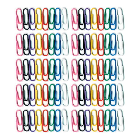Baumgartens Vinyl-Coated Paper Clips, No. 1 Standard Size, 100 Per Pack, 10 Packs