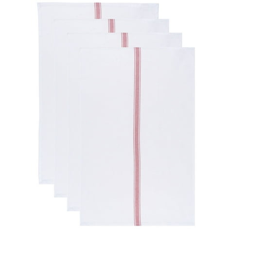 Now Designs Teatowel Set of Four, Brooklyn Stripe Poppy