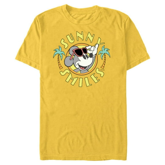 Disney Mickey Mouse Sunny Smiles Summer - Short Sleeve Blended T-Shirt for Adults - Customized-Yellow