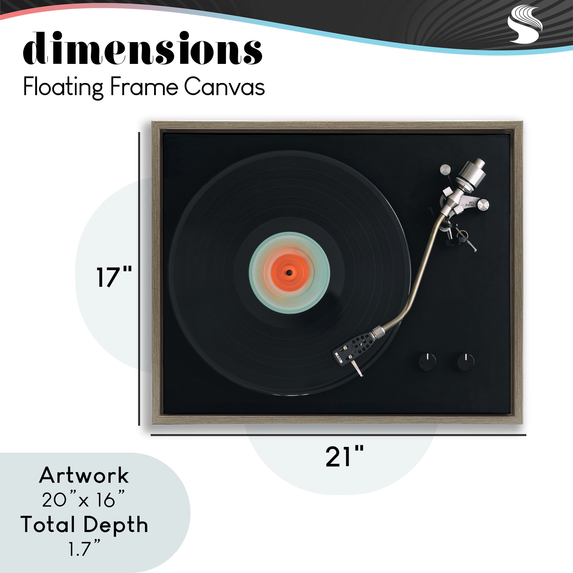 Stupell Industries Vintage Spinning Record Brown Framed Floater Canvas Wall Art, design by Tom Quartermaine