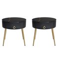 thumbnail image 2 of Gzxs Nightstands Set of 2, Black Round End Table with Drawer, Modern Bedside Table Wood Night Stand for Bedroom, Living Room, Sofa Couch, Hall, Easy Assembly, 2 of 9