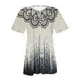 thumbnail image 4 of Aoochasliy Womens Blouses Short Sleeve 2023 Casual Floral Printing Shirts V-neck Loose Tee Shirts Tunic Blouse, 4 of 5