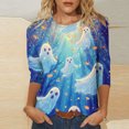 thumbnail image 2 of FDGIU Halloween Shirts for Women Fashion Women's Casual Printed Round Neck 3/4 Sleeve T-shirt Fashionable Blouse Tops Spooky Season Graphic, 2 of 5