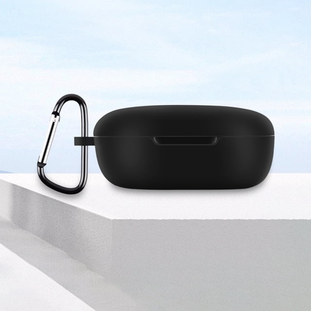 Funda de silicona suave para auriculares con mosquetón para Redmi Buds 4 Lite (negro)