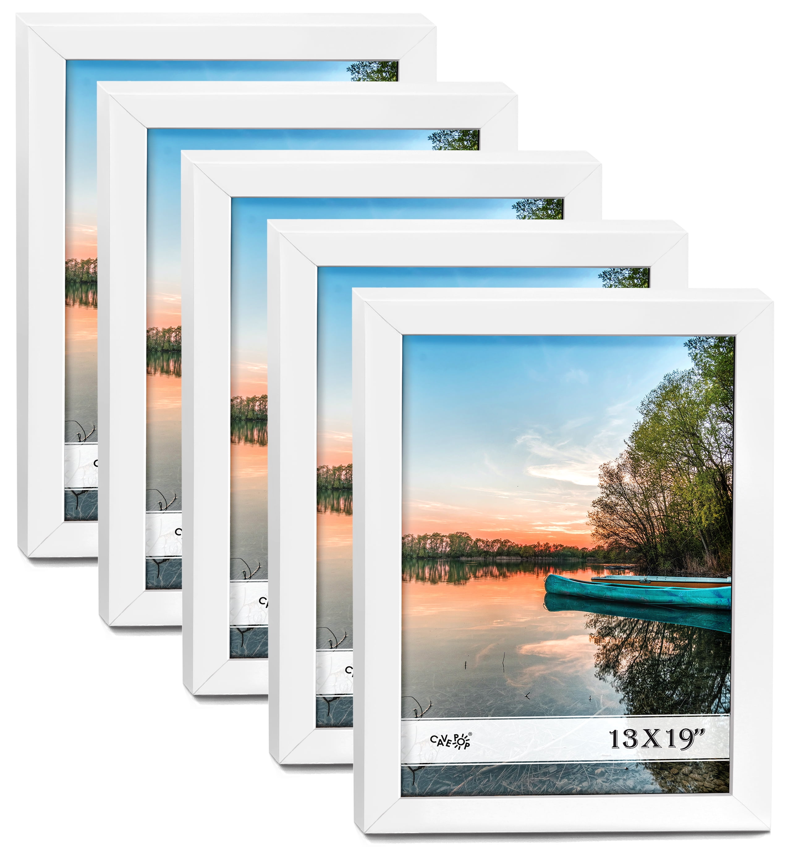 CAVEPOP 13x19" White Wooden Picture Frame with Polished Plexiglass