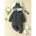 thumbnail image 3 of Franhais Baby Romper, Long Sleeve Ears Hooded Button Closure Fall Jumpsuit Clothes for Boys Girls, 3 of 9