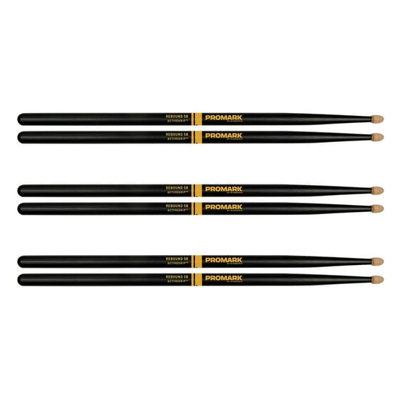 Promark Rebound Balance ActiveGrip Acorn Tip Drumsticks 3-Pack 5B Wood