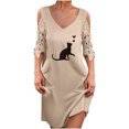 thumbnail image 1 of Vestidos de manga corta con hombros descubiertos y encaje con cuello en V estampado sexy de verano para mujer Fridja bnh5657, 1 of 8