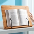 thumbnail image 4 of Wooden Book Stand, Adjustable Book Holder Tray with Page Paper Clips, Stable and Portable Stable Hard Holder Stand for Reading Book, Recipe, Music Book, Textbook, Tablet, Small Size, 4 of 9
