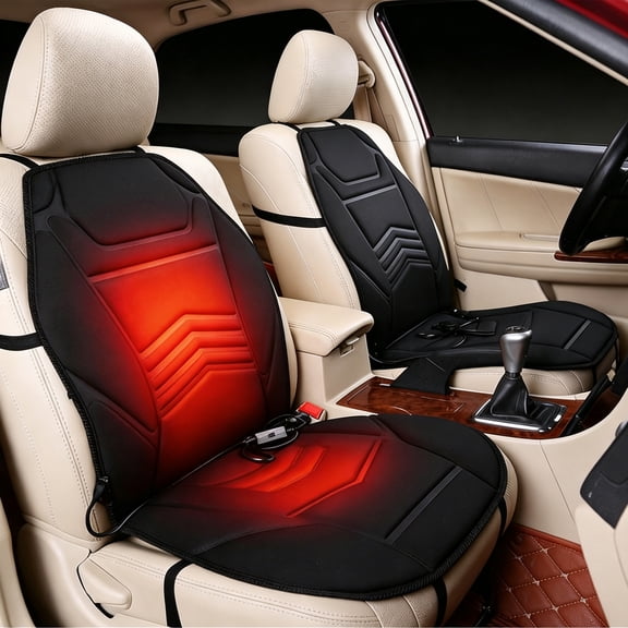 Petyoung Heated Car Seat Cover, 12V Auto Seat Warmer Cushion with 2 Temp Settings, Universal Fit for Truck SUV Van, Fast Heating & Overheat Protection