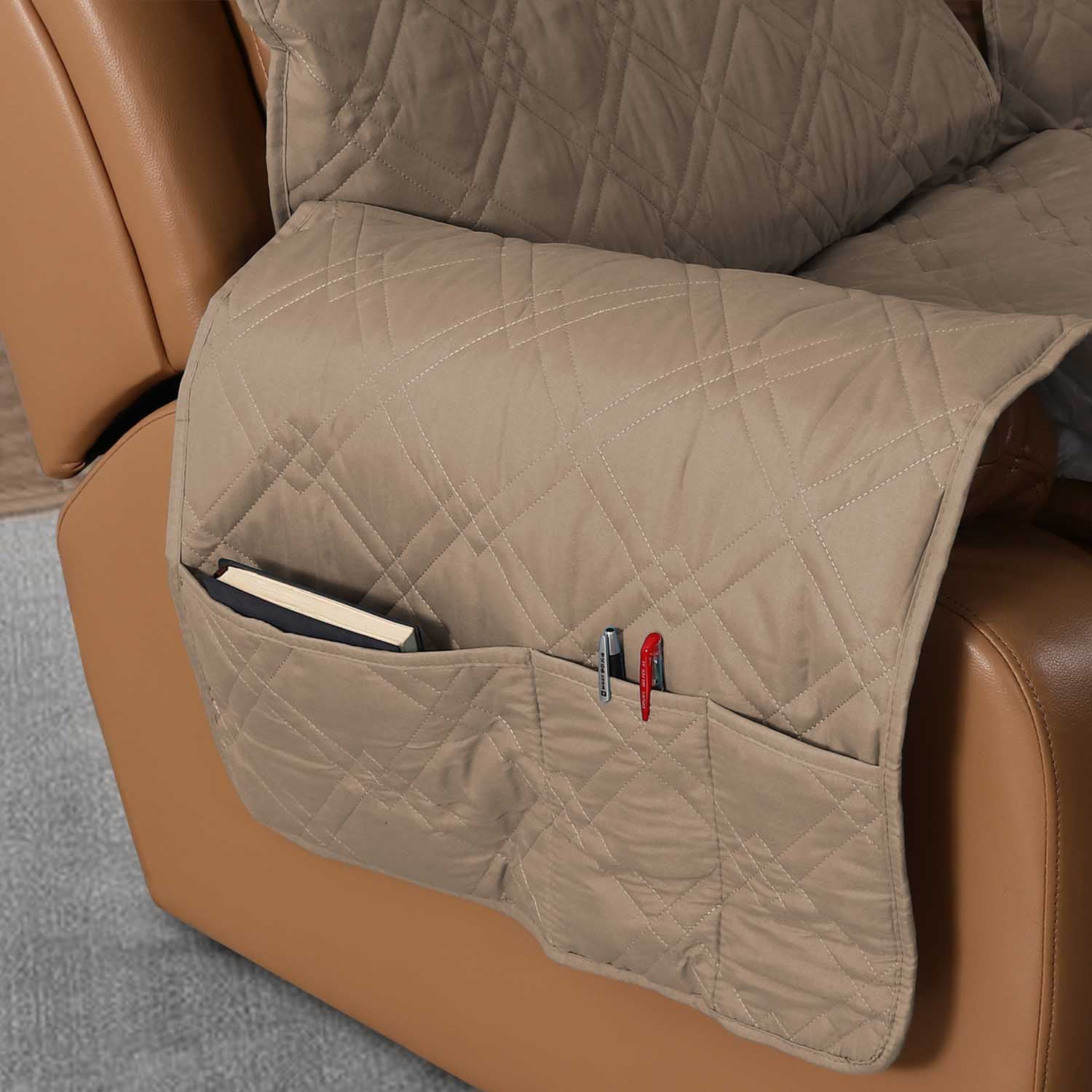 Eurhowing Recliner Sofa Cover for 3-Seater, Waterproof Stretchable Sofa Slipcover, Spill & Stain Resistant Furniture Protector, Brown