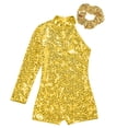 thumbnail image 3 of inhzoy Kids Girls Shiny Sequins Dance Leotard Single Long Sleeve Gymnastic Athletic Biketard Unitard Jumpsuit Gold-A 6, 3 of 6