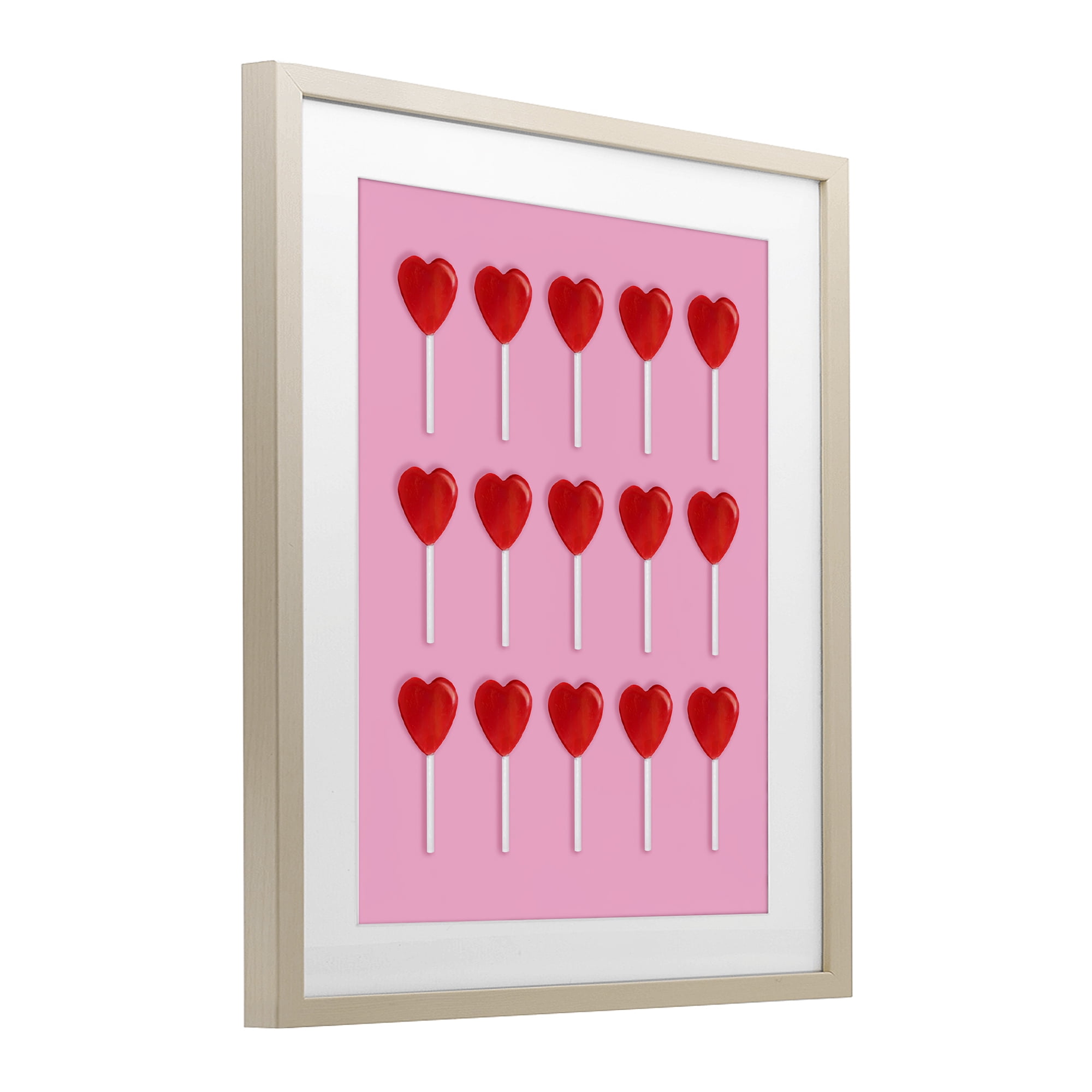 Stupell Industries Heart Lollipops Collection Birch Framed Print Under Glass, design by LISH Creative