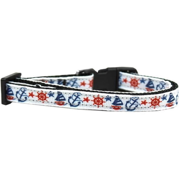 Mirage Pet 125-111 XS Anchors Away Nylon Ribbon Dog Collar - Extra Small