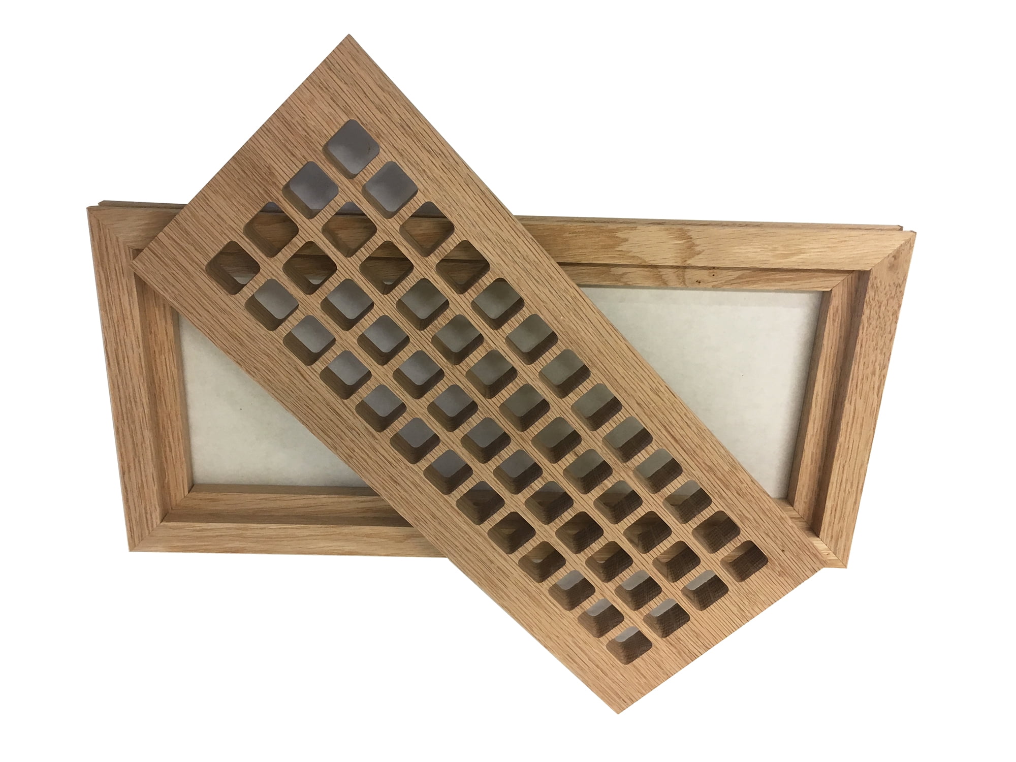4 Inch x 12 Inch White Oak Hardwood Vent Floor Register Flush Mount, Eggcrate Style, Unfinished