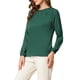thumbnail image 4 of BLUSA DE CHIFFON PARA MUJERES INSPIRE CHIC CON ESCOTE EN FORMA DE LLAVE Y MANGAS DE PARCHES, TOP ELEGANTE PARA TRABAJO, TAMAÑO S, VERDE OSCURO, 4 of 8