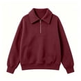 thumbnail image 6 of Perfectbot Women's Quarter Zip Collared Sweatshirt Long Sleeve Casual Loose Fit Fall Fashion Top, 6 of 6