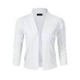 thumbnail image 2 of Yesfashion Women's 3/4 Sleeve Cropped Cardigan Sweaters Open Front Knit Short Bolero Shrugs, 2 of 5