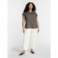 thumbnail image 2 of Terra & Sky Women's Plus Linen Blend Camp Shirt, Sizes 0X-5X, 2 of 5