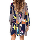 thumbnail image 5 of Vestido túnica de verano para mujer, cuello en V, informal, suelto, fluido, con vuelo, 5 of 5