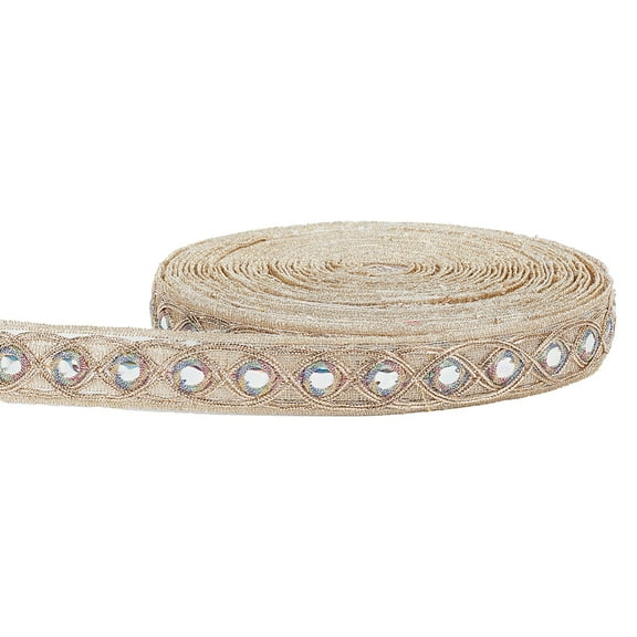 10yards Polyester Embroidery Ribbons for Clothes Decoration Tan 7/8 inch(23mm)