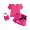 thumbnail image 2 of Zecgelong Toddler Girls Short Sleeve Ribbed Tops T Shirt Floral Skirts Shorts Bag Outfits Toddler Girls Sets Age 18-24 Months, 2 of 5