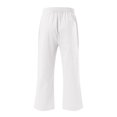 thumbnail image 5 of felwors Capris Pants Women Cotton Casual Summer Straight Wide Leg Loose Drawstring Elastic Waist Cropped Trouser White for Size S, 5 of 5