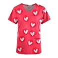 thumbnail image 4 of Valentine's Day Savings Clearance 2024! TAGOLD Women Scrub Tops, Print Scrub Tops, Women Valentine Day Short Sleeve V-neck Tops Printed Pockets Blouse Nursing, 4 of 5