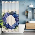 thumbnail image 6 of Spring Purple Flower Wreath No Hooks Shower Curtain with Snap-in Liner Country Watercolor Floral Leaf Linen Shower Curtains for Bathroom, Waterproof, Easy Install, Washable 54"x78", 6 of 9