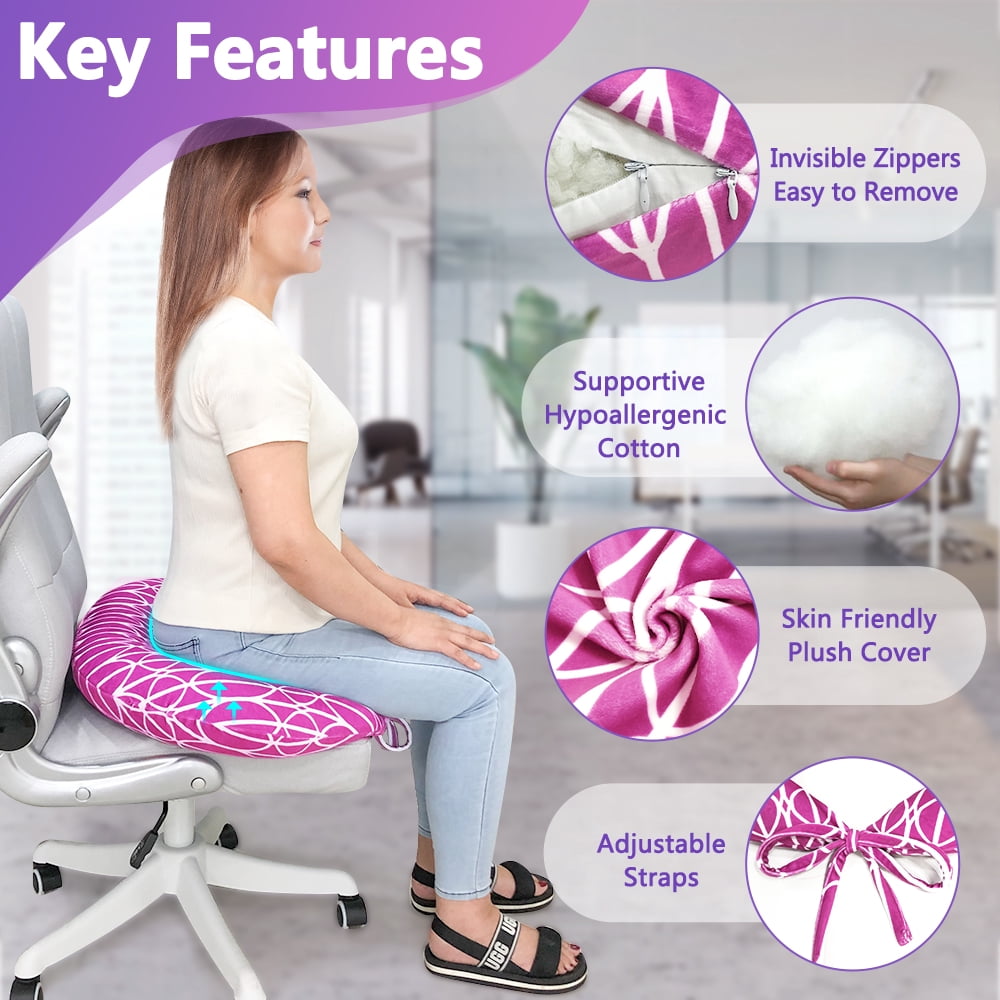 BBL Sleeping Pillow After Surgery - Booty Butt Pillow for Sitting, Brazilian Butt Lift Support Cushion (Pink)