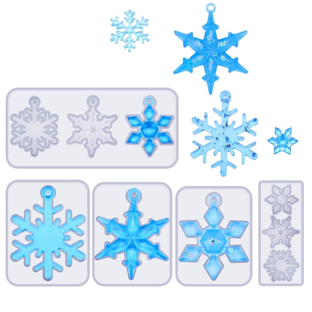 Christmas Silicone Snowflake Moulds Resin Jewelry Pendant Making Mold DIY Crafts 